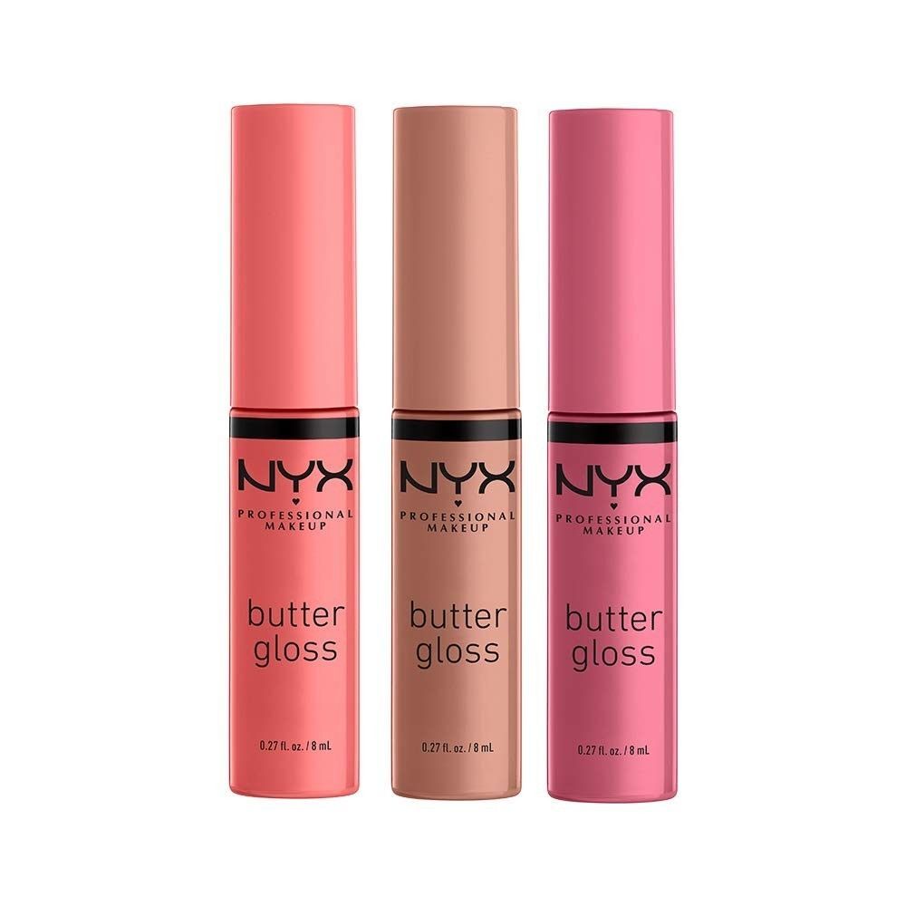 NYX PROFESSIONAL 3 Pack Butter Gloss Lip Non Sticky Shine Angel Creme Madeleine